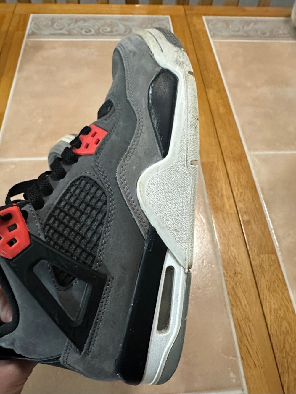 Jordan Men’s 4 Retro Sneakers - Gray and Red - Picture 6 of 11